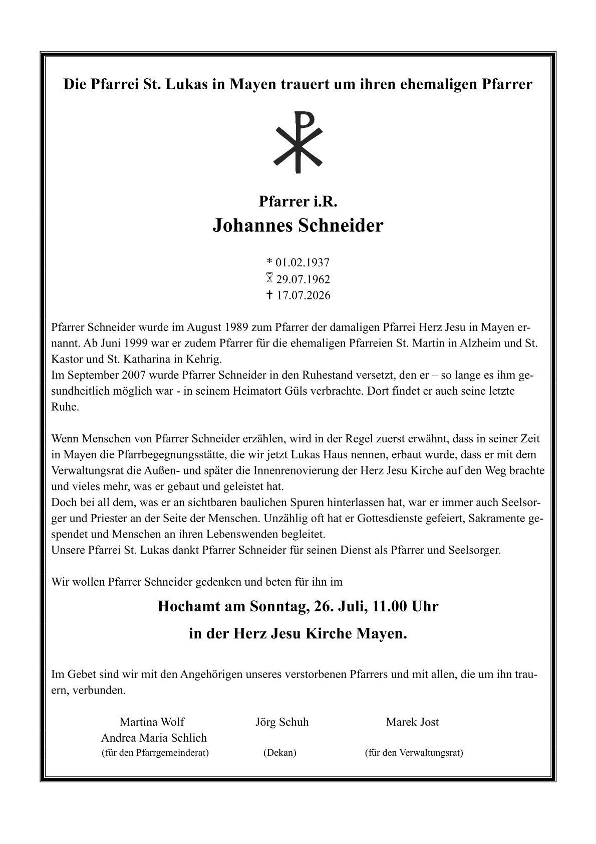 2026-07-29 Nachruf Pfarrer i.R. Hans Schneider-1